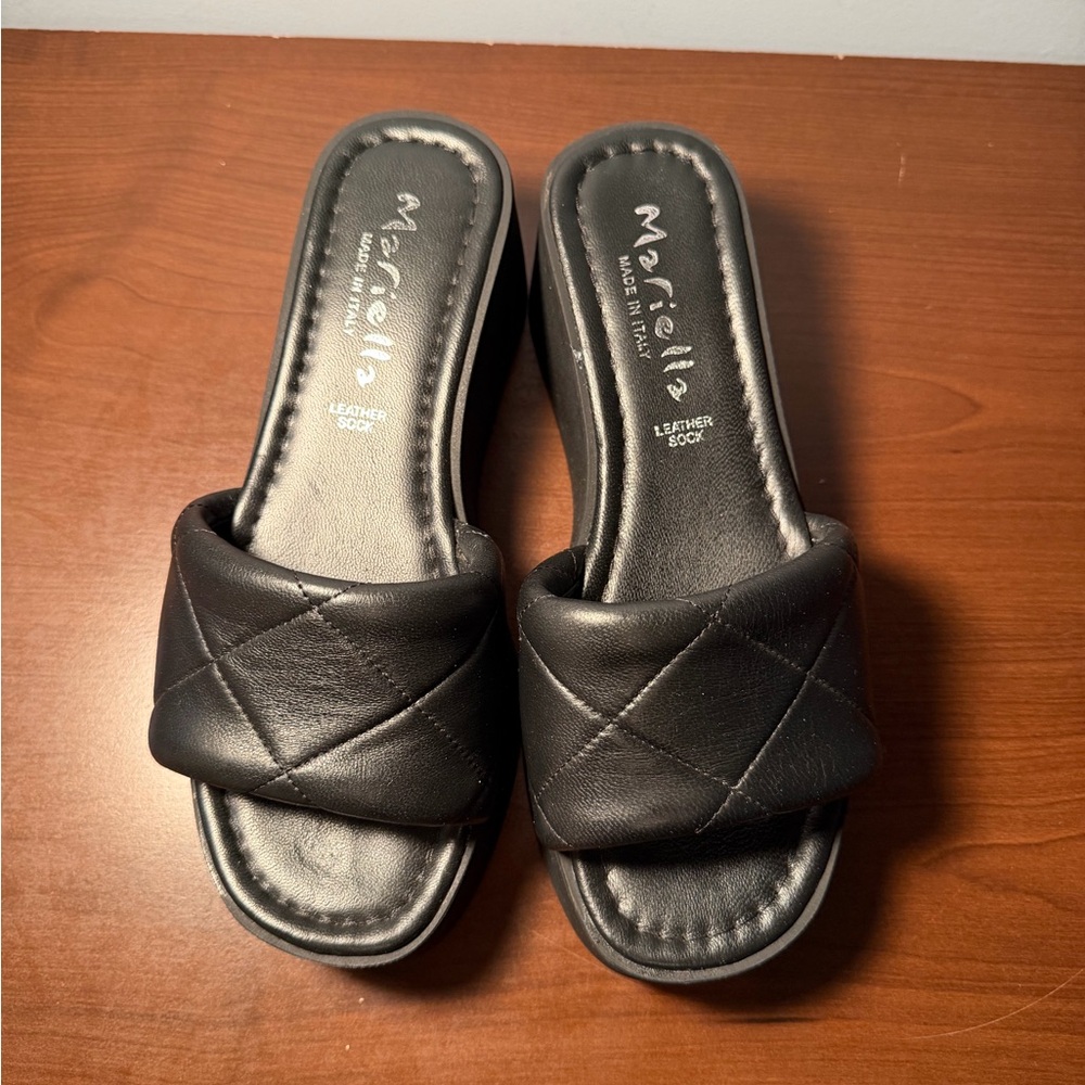 Mariella Black Quilted Slide Mules